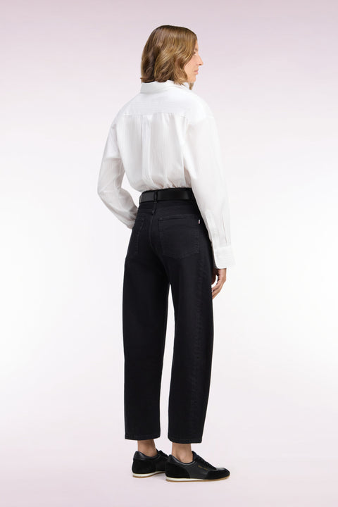 Jean en denim stretch gris foncé coupe barrel - Image 3