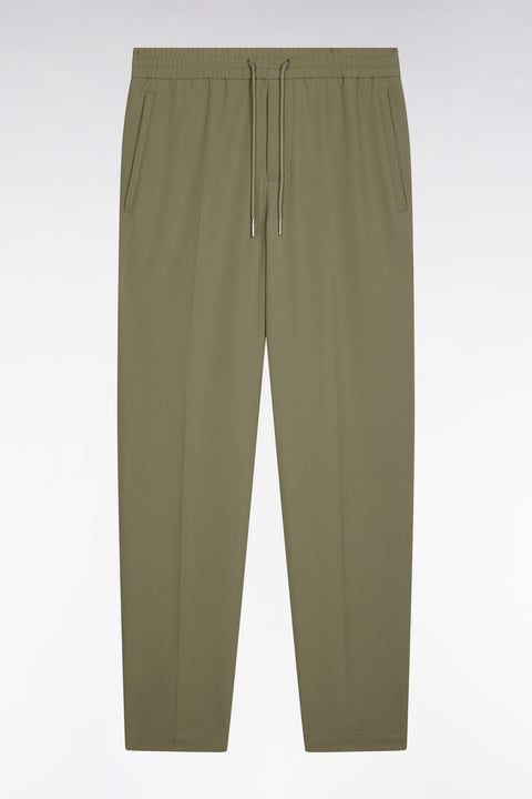 Pantalon à taille élastiquée en nylon stretch technique vert olive coupe Modern - Image 2