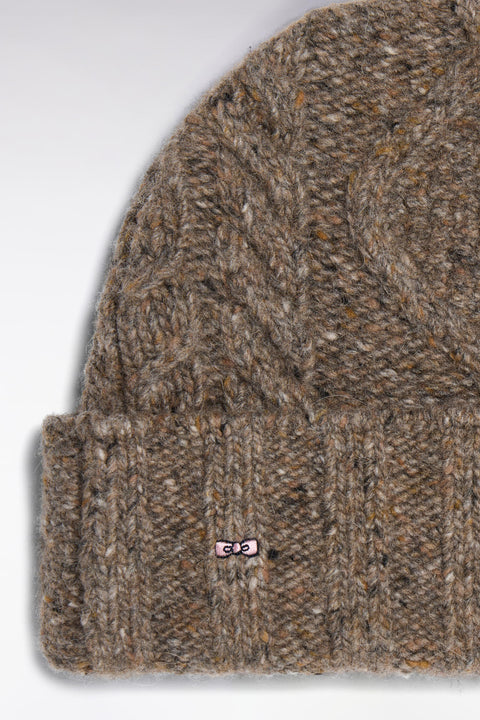 Brown cable knit hat - Image 2