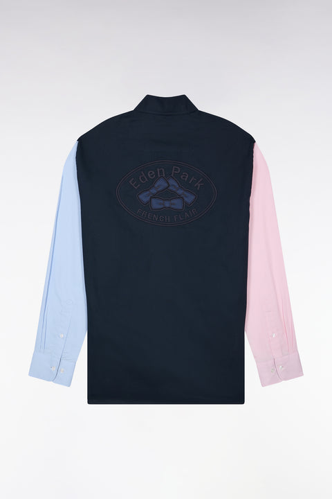 Tricolor Oxford cotton shirt with back patch, straight cut - Image 2