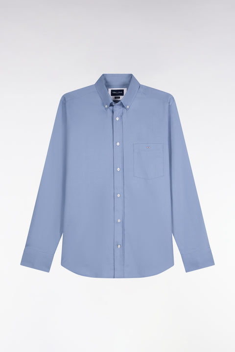 Straight cut sky cotton piqué shirt - Image 2