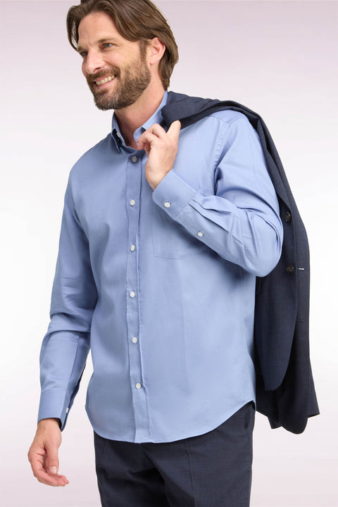 Straight cut sky cotton piqué shirt - Image 1