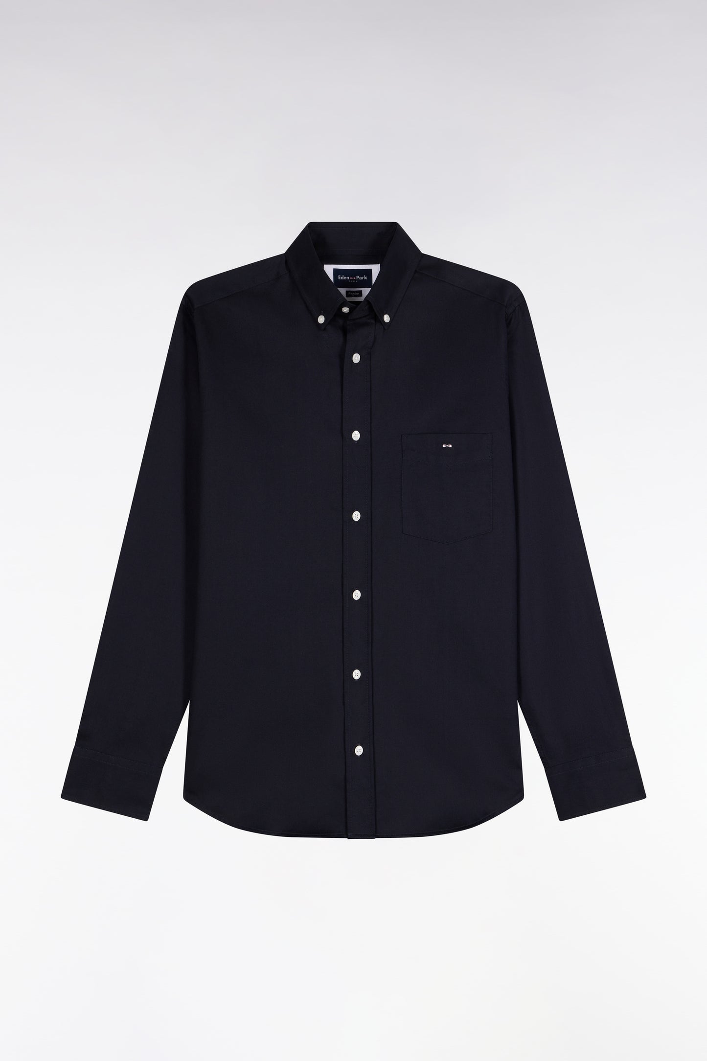 Chemise en piqué de coton marine coupe droite