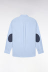 Sky cotton shirt with micro-pattern details, straight cut
