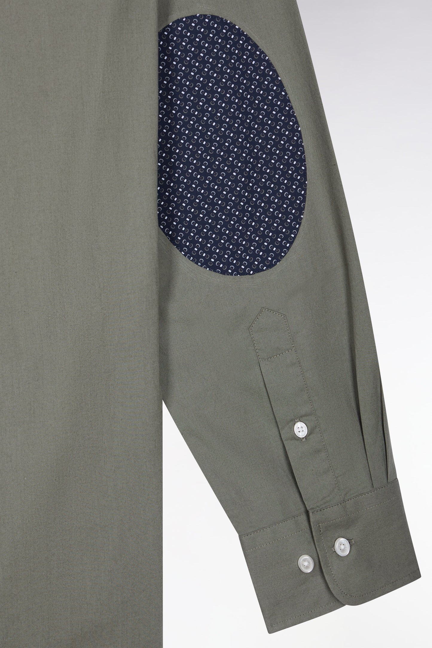 Chemise en coton kaki à détails micromotifs coupe droite
