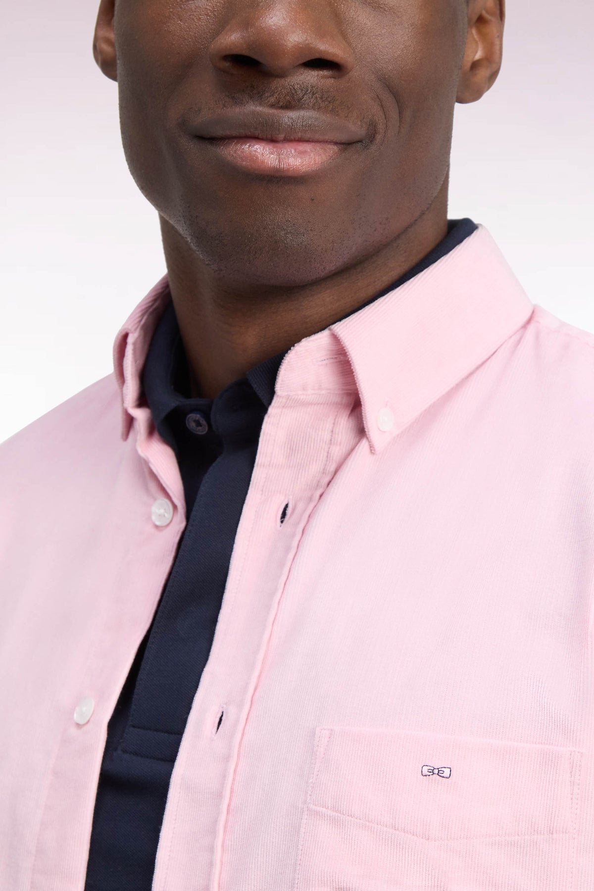 Pink straight-cut ribbed cotton shirt