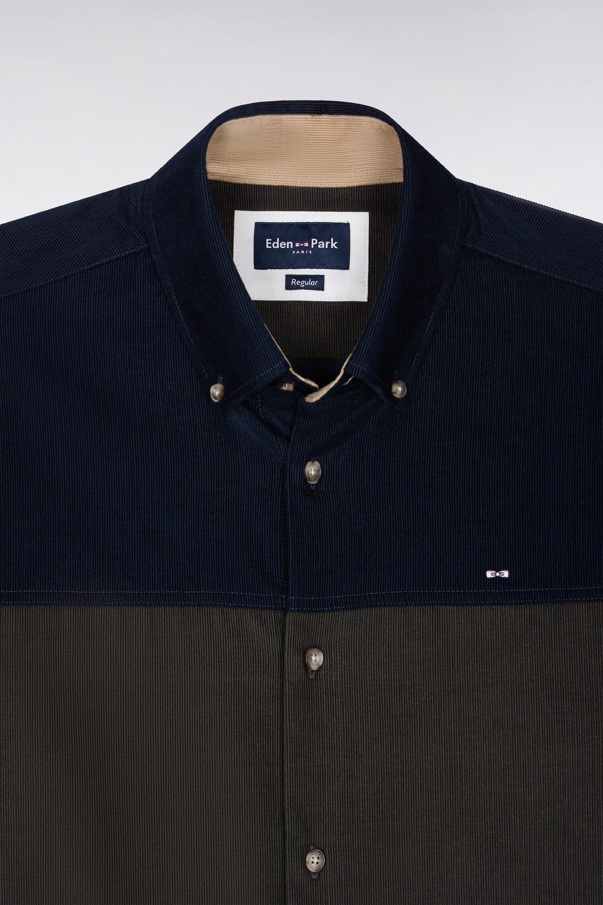 Straight cut tricolor corduroy shirt