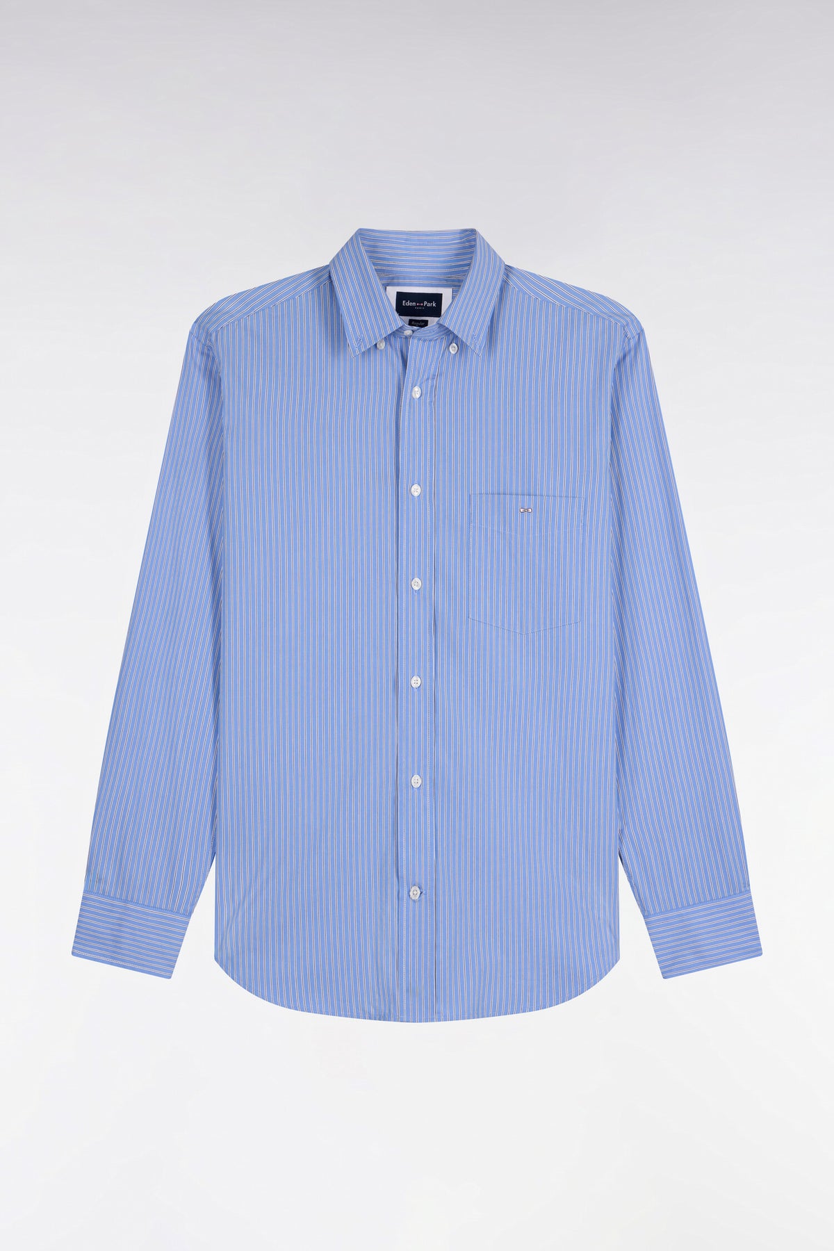 Straight cut sky striped cotton shirt