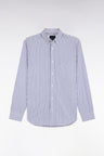 Striped shirt in navy and white cotton, straight cut