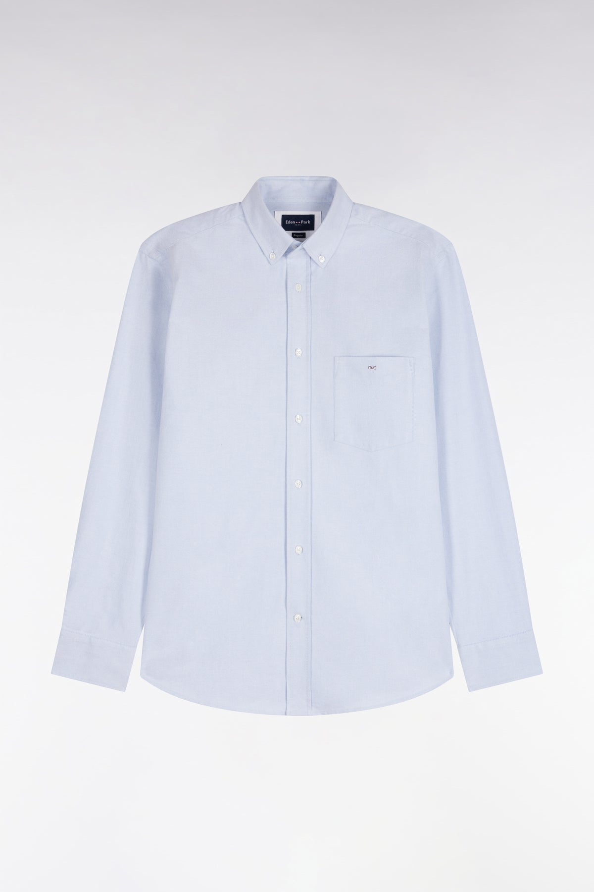 Plain light gray cotton shirt, straight cut