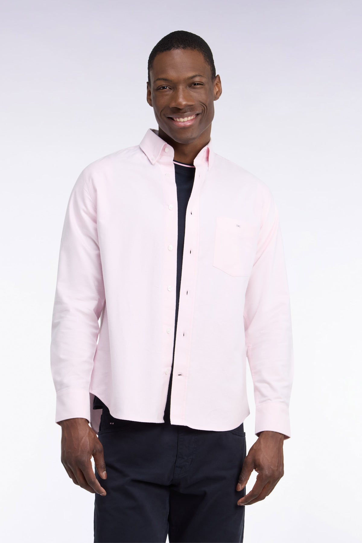 Plain pink cotton straight cut shirt
