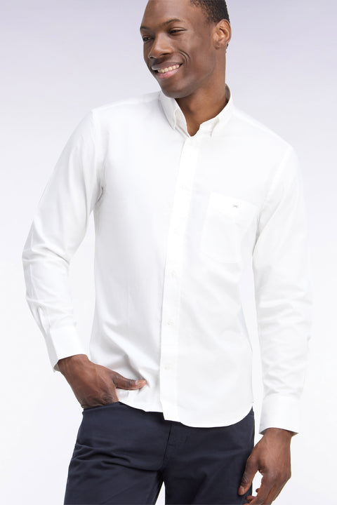 Plain white cotton straight cut shirt - Image 1