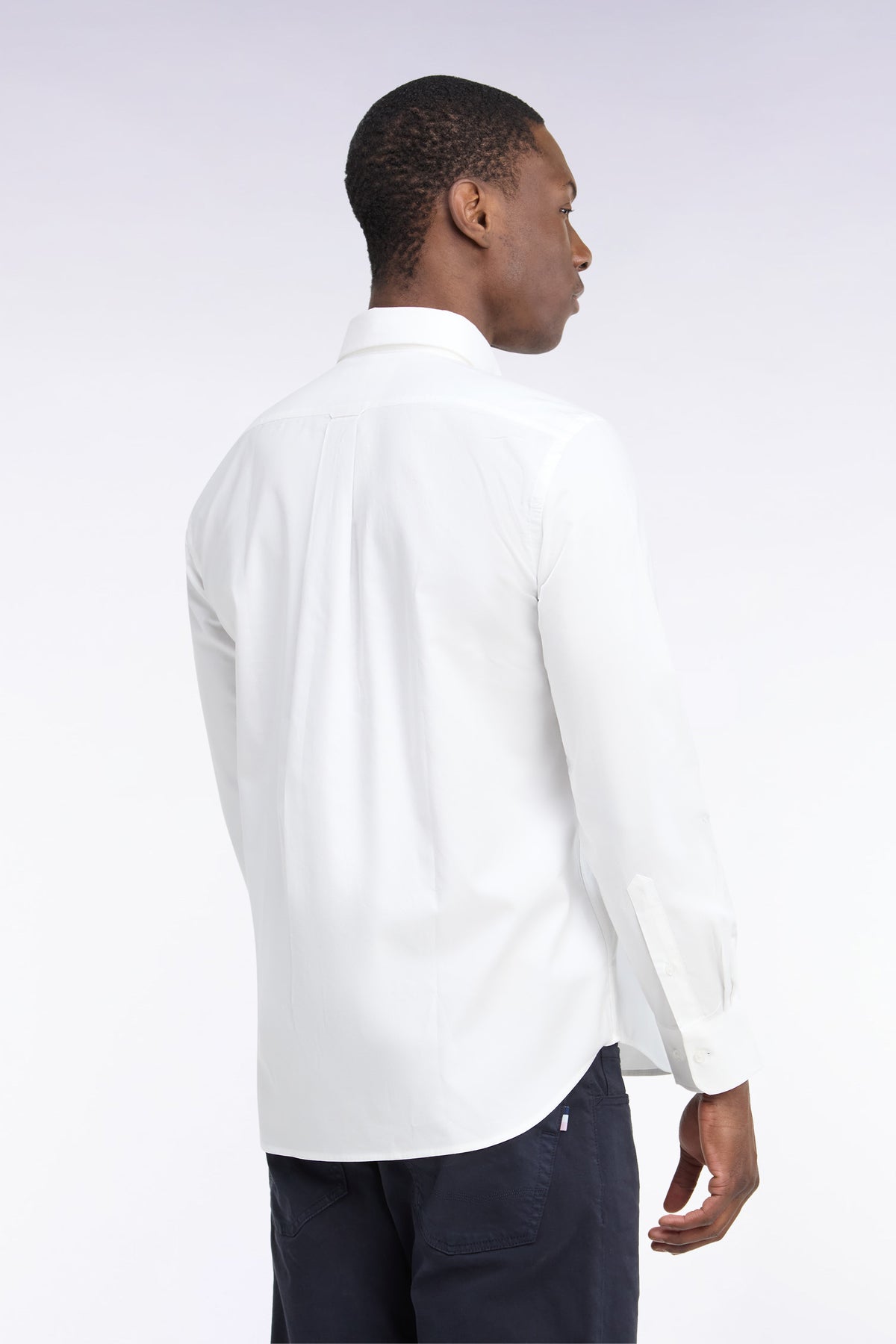 Plain white cotton straight cut shirt