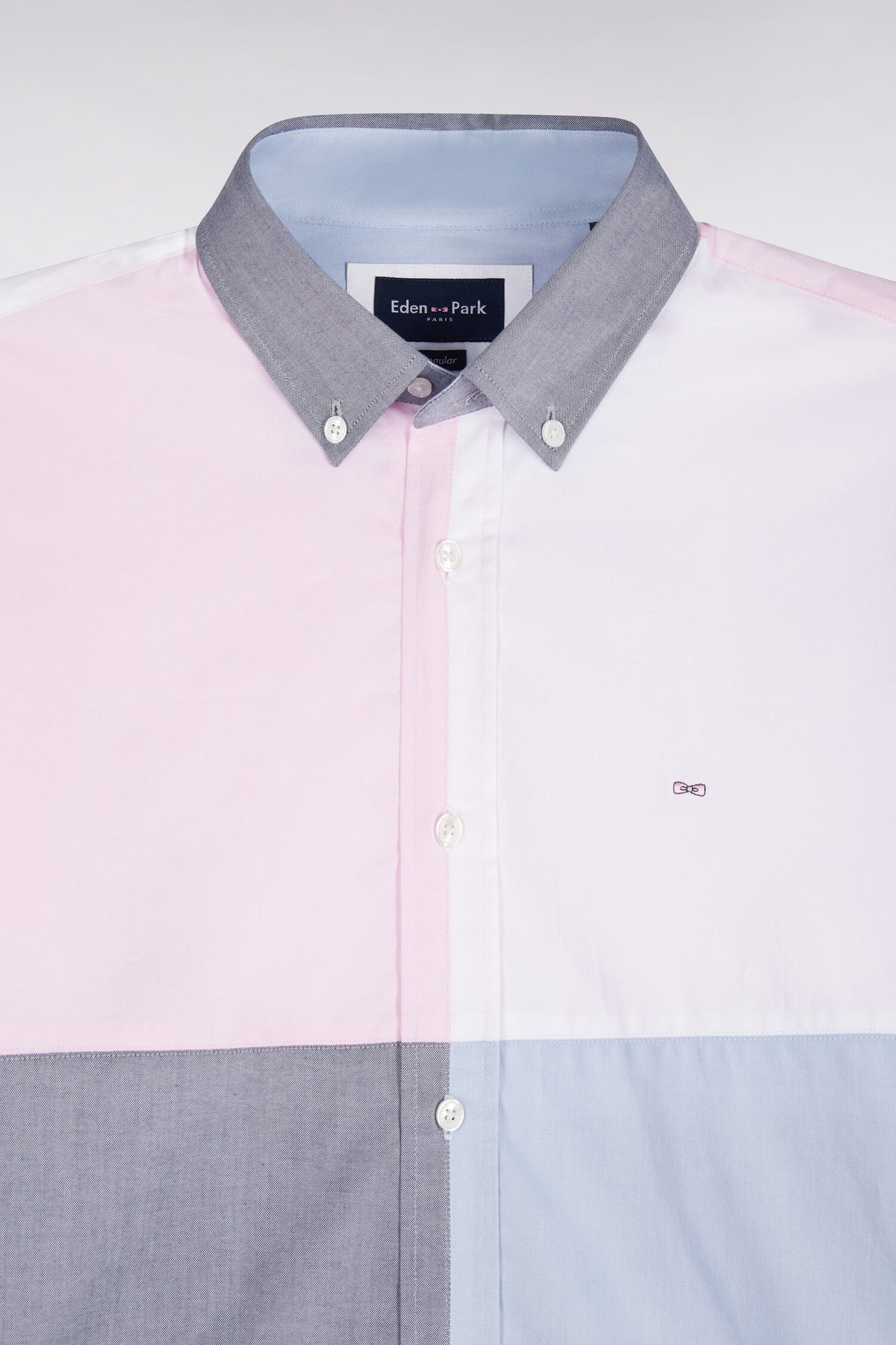 Straight-fit pastel contrast cutout cotton shirt