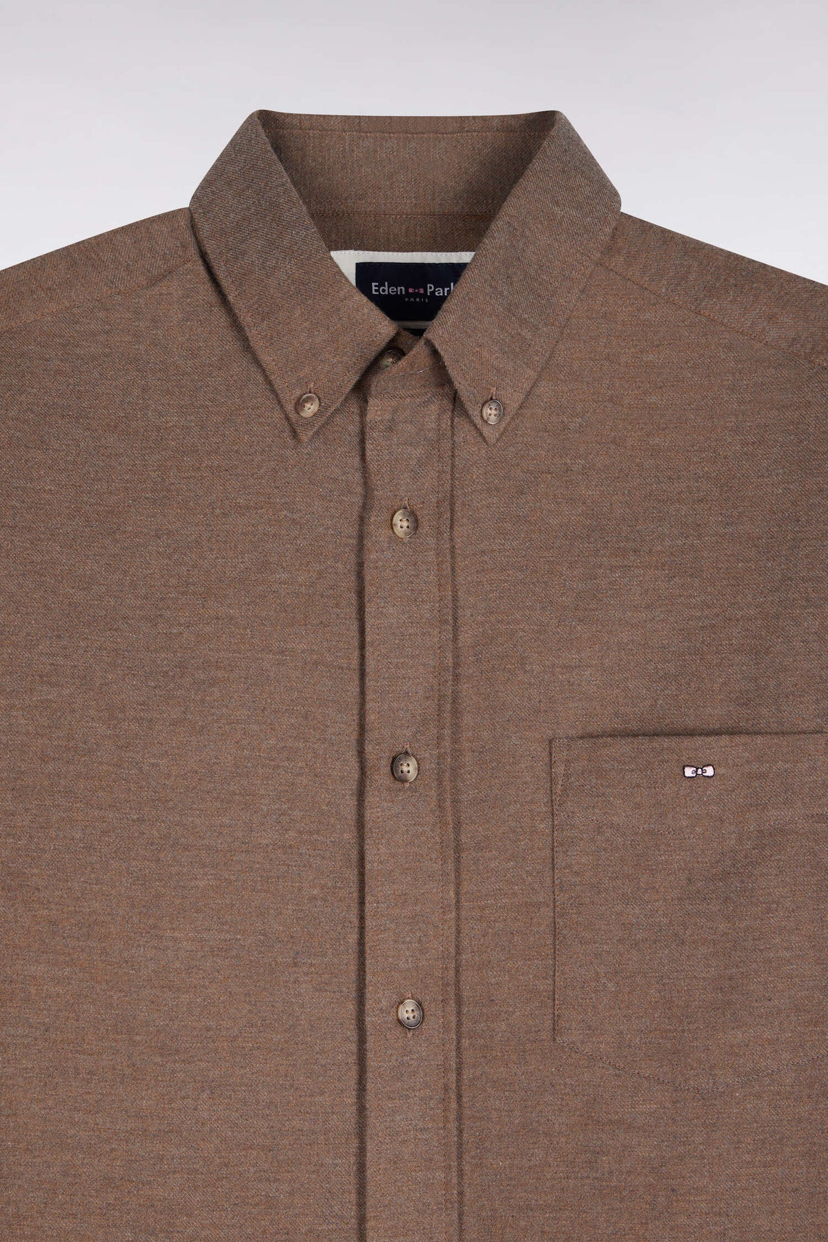 Plain brown cotton straight cut shirt
