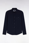 Straight cut navy stretch cotton shirt