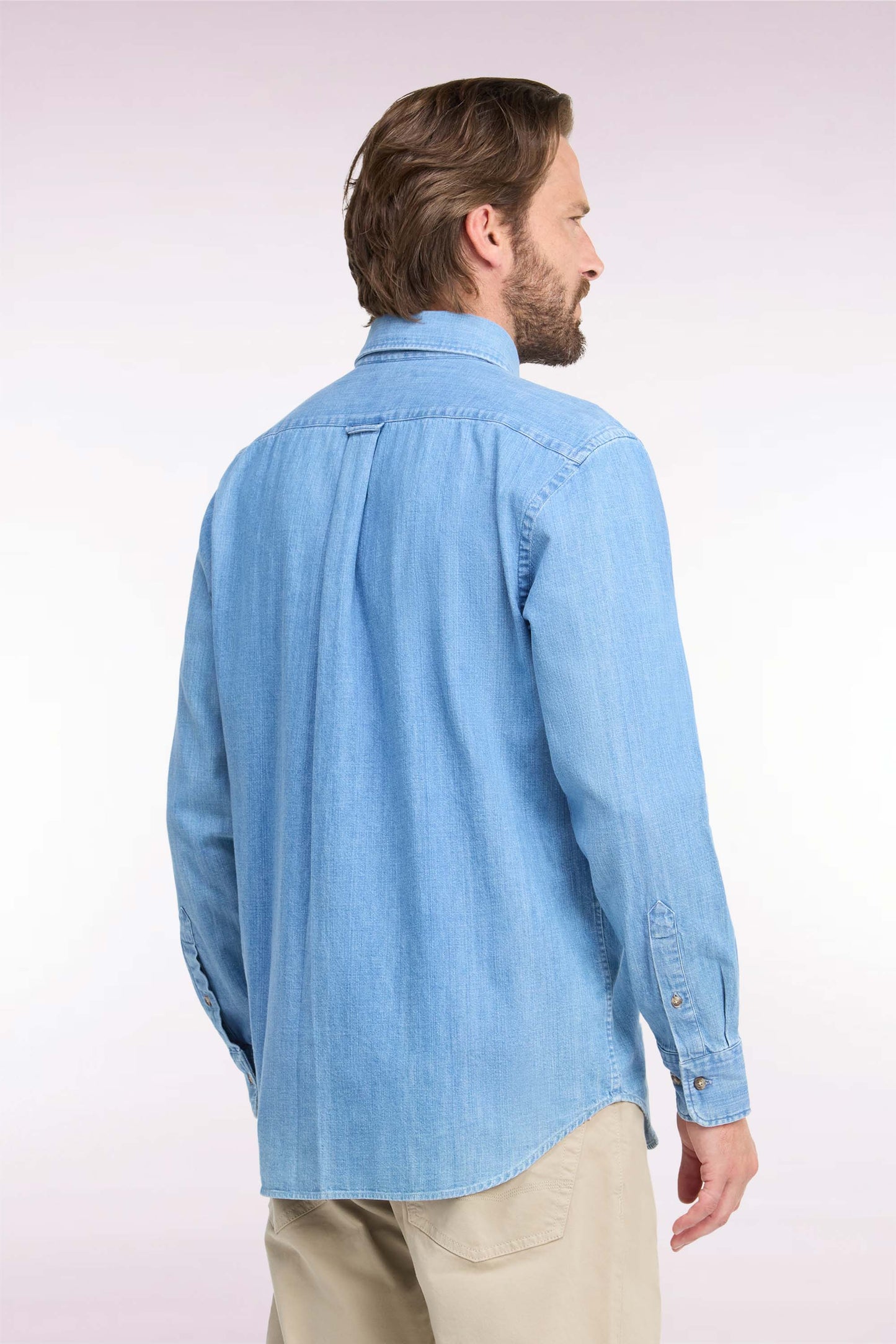 Chemise en denim ciel coupe droite
