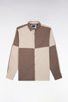 Camel and beige cotton shirt, straight cut