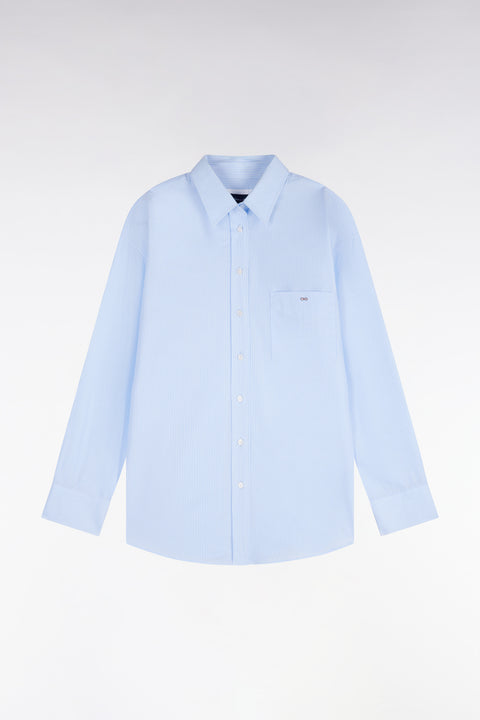 Chemise en coton ciel à rayures blanches coupe oversized - Image 2