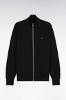 Straight cut black cotton zipped cardigan