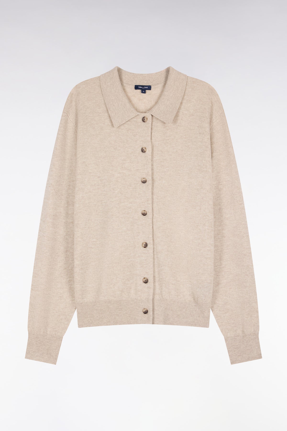 Beige virgin wool and cashmere cardigan