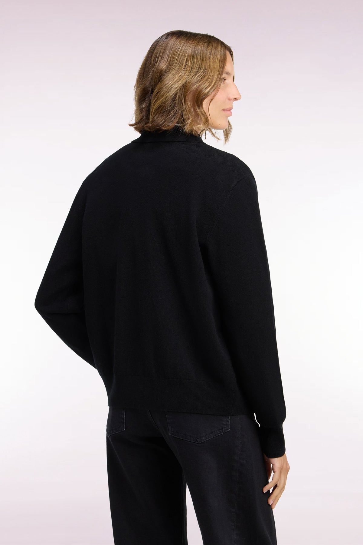 Black virgin wool and cashmere cardigan