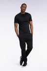 Plain joggers in black cotton fleece, straight cut