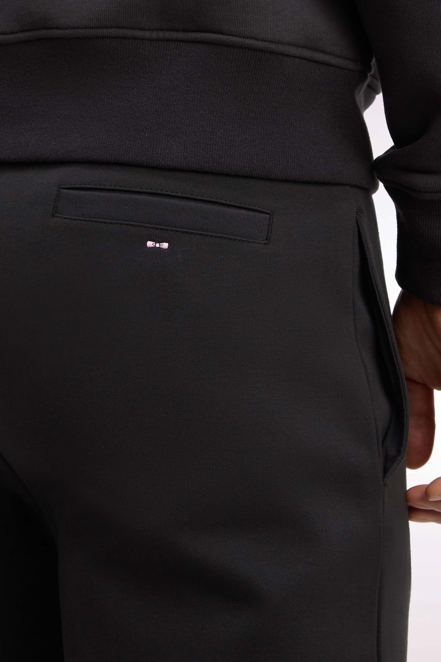Jogging en interlock de coton stretch marron coupe droite