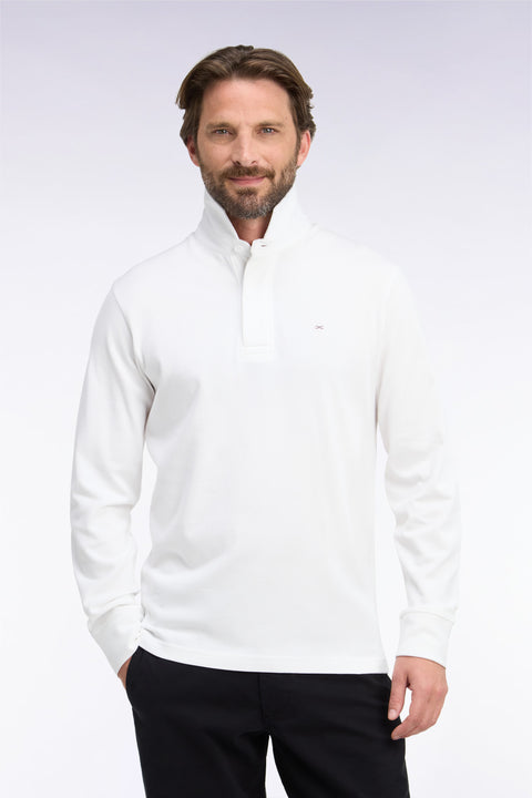 Maillot manches longues en coton Pima blanc coupe droite - Image 3