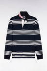 Navy and white striped long-sleeved jersey