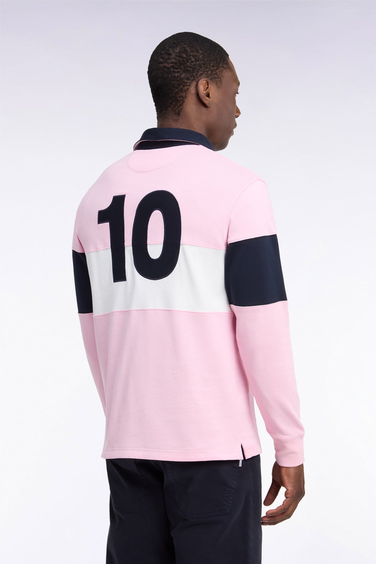 Long-sleeved jersey in pink tricolor cotton jersey with embroidery 10