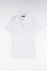 Short-sleeved polo shirt in white stretch cotton, slim fit