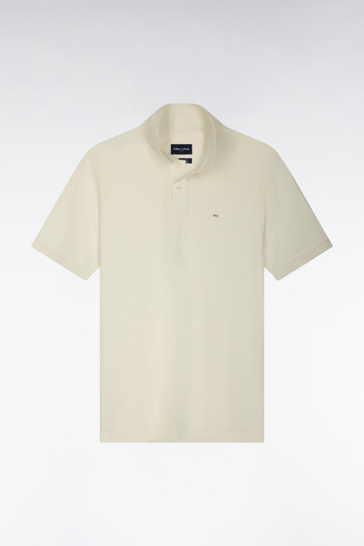 Polo manches courtes en coton Pima écru coupe droite