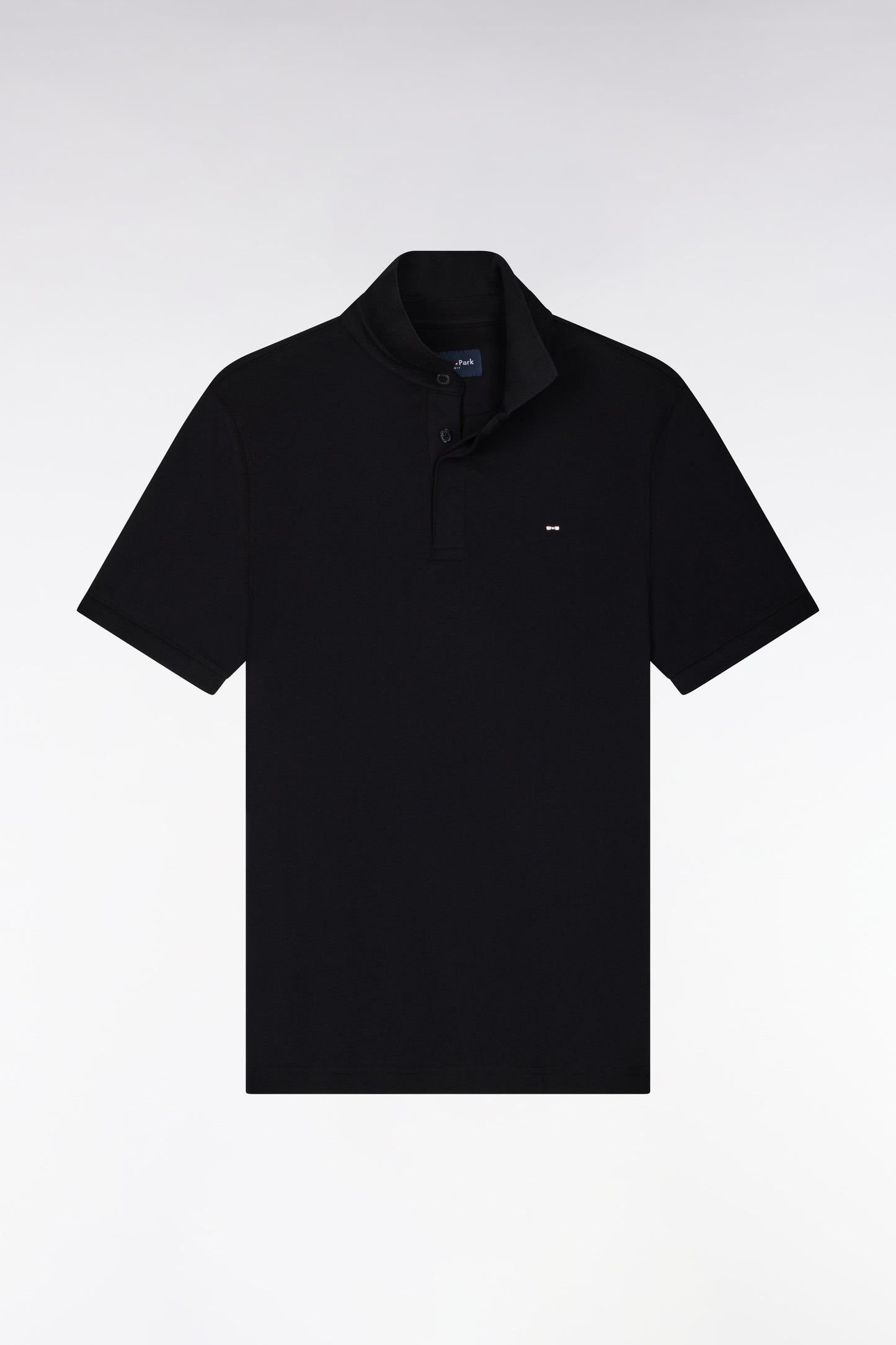 Polo manches courtes en coton stretch noir coupe ajustée