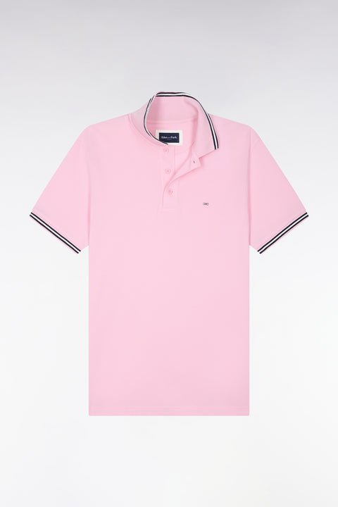 Polo manches courtes en piqué coton rose coupe droite - Image 2