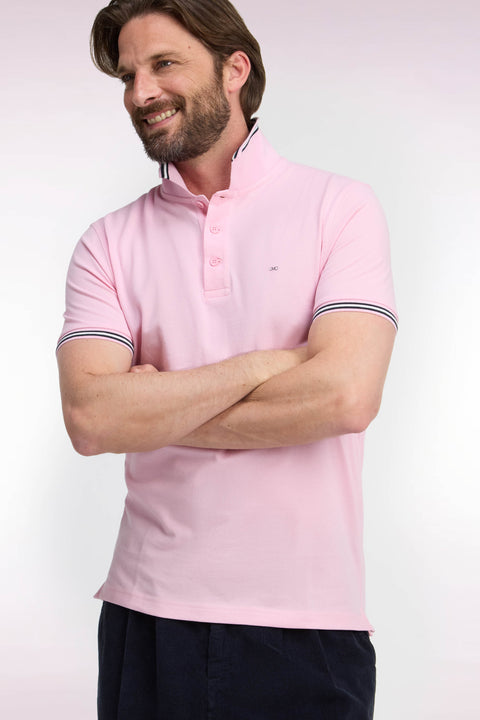 Polo manches courtes en piqué coton rose coupe droite - Image 1