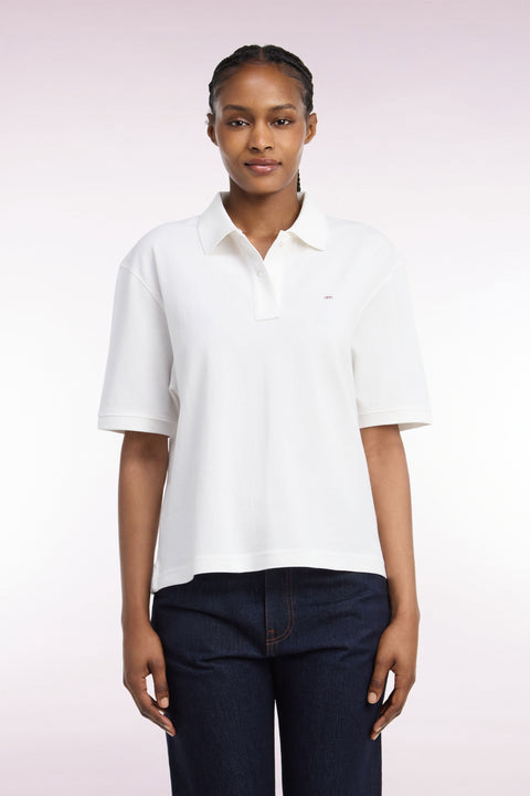 Polo manches courtes en coton blanc coupe oversized - Image 3
