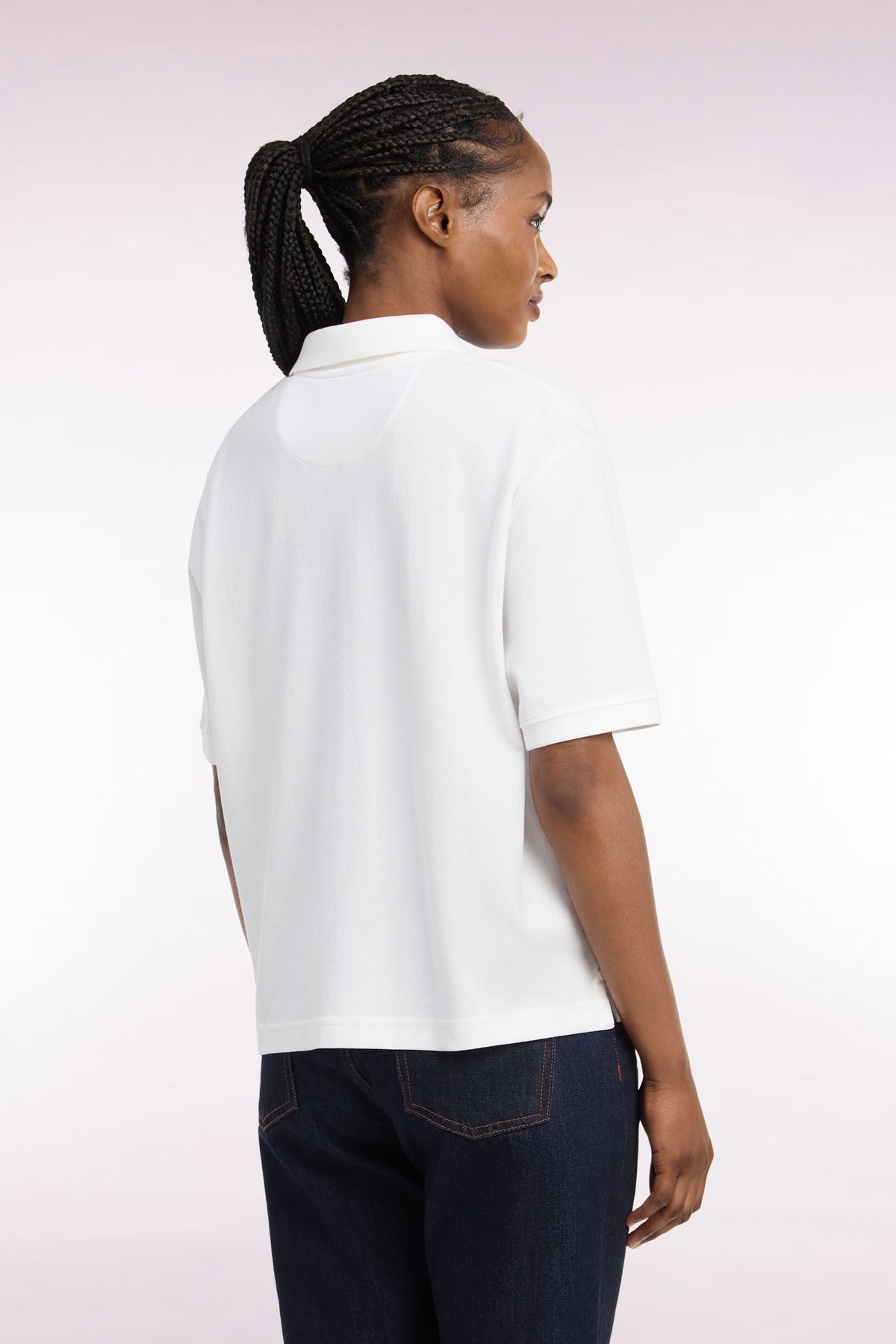 Polo manches courtes en coton blanc coupe oversized
