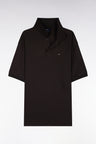 Short-sleeved unisex polo shirt in brown interlock cotton