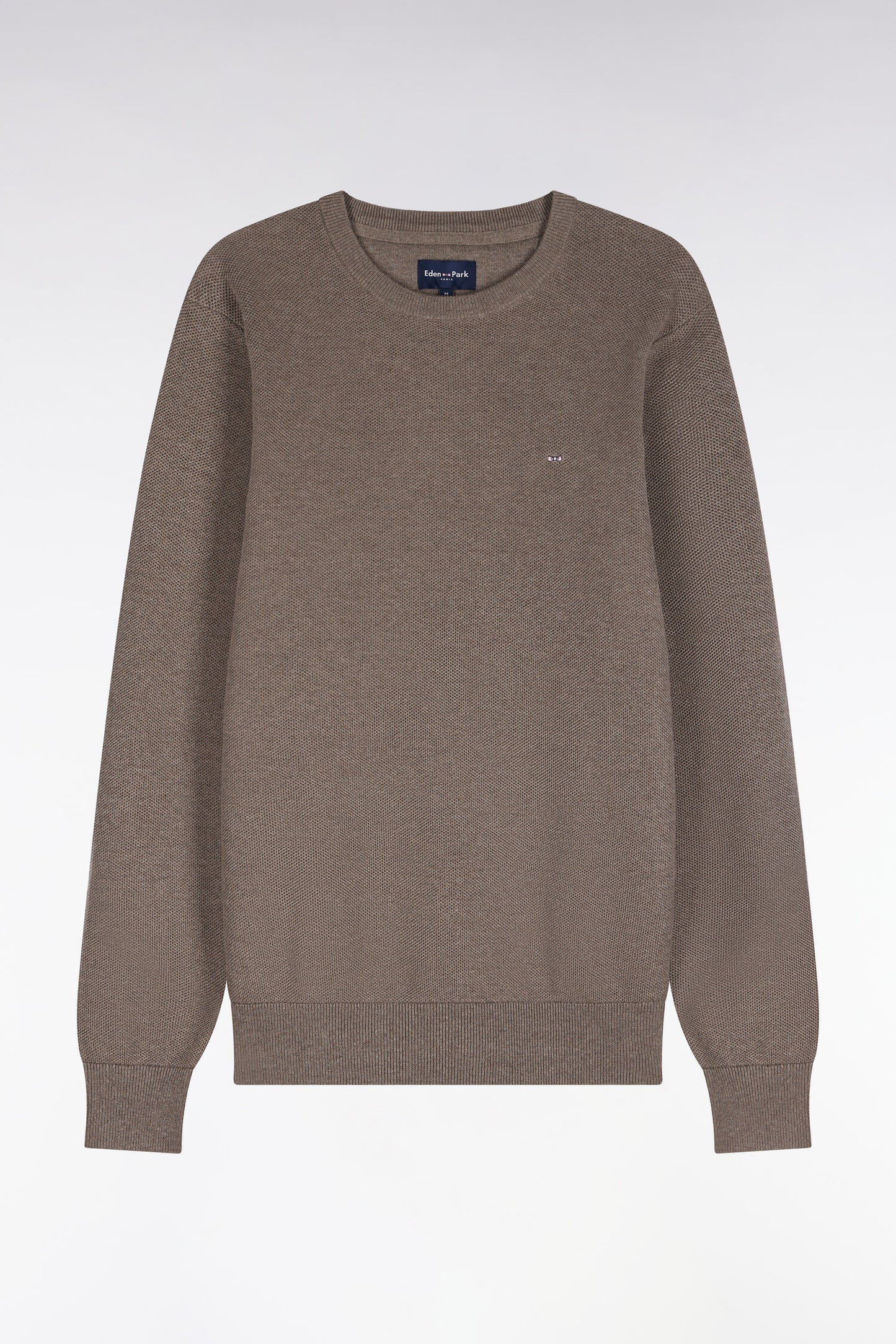 Pull col rond en coton gris coupe droite