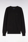 Brown cotton round-neck straight-cut sweater