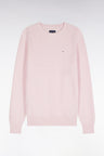 Straight cut pink cotton round neck sweater