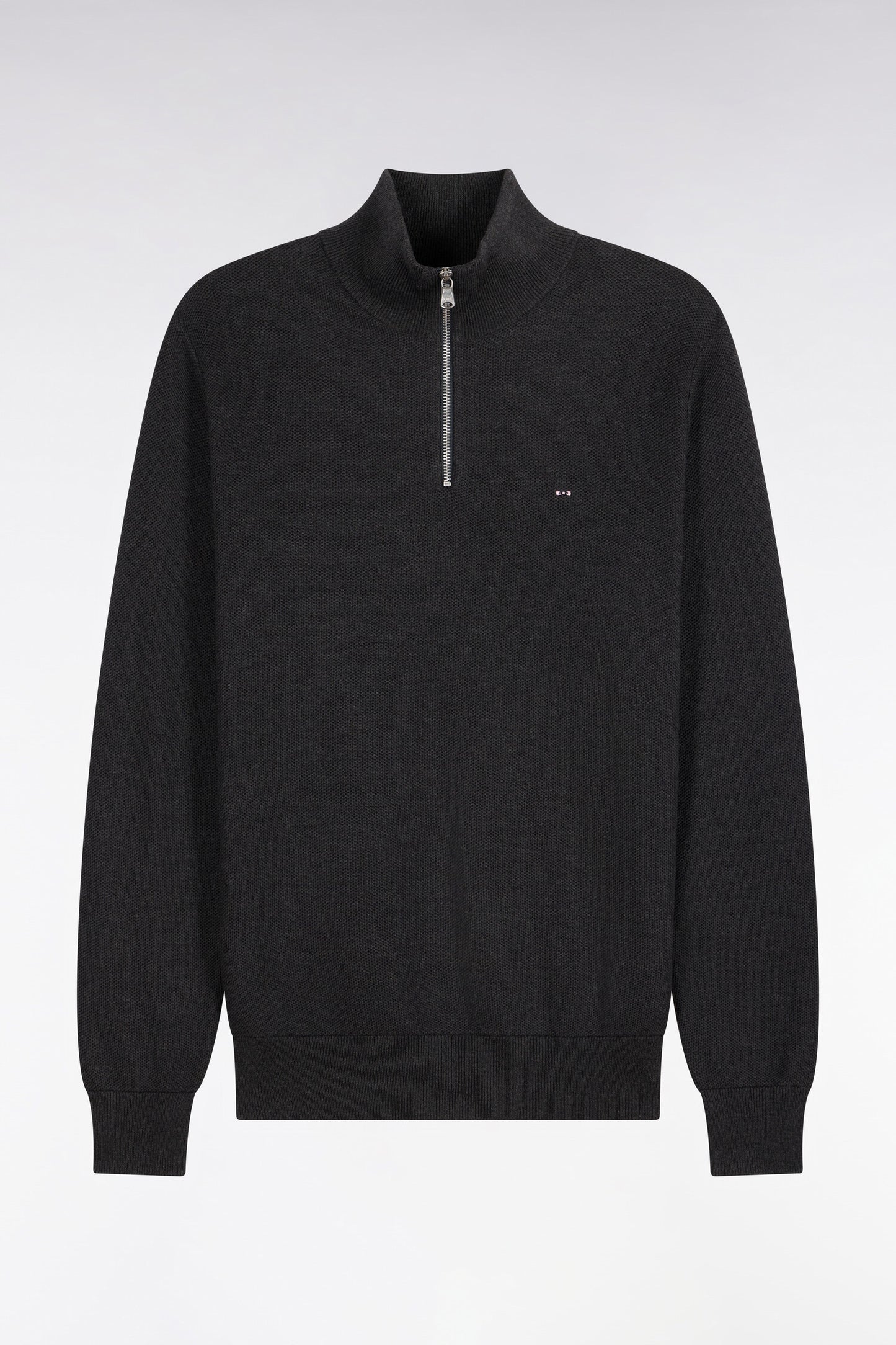 Pull col camionneur en coton gris foncé coupe droite