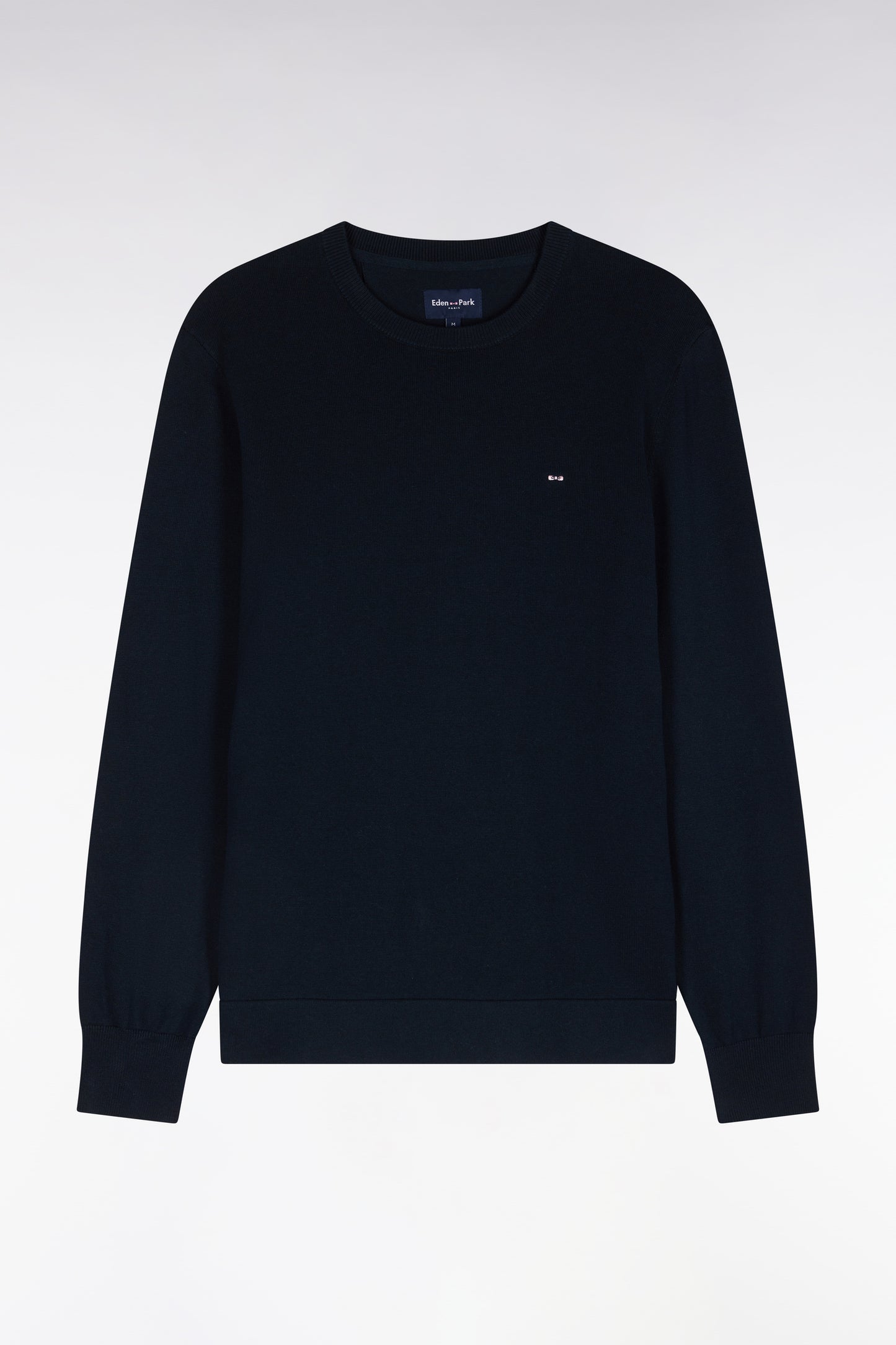Pull à col rond en coton et viscose marine coupe droite