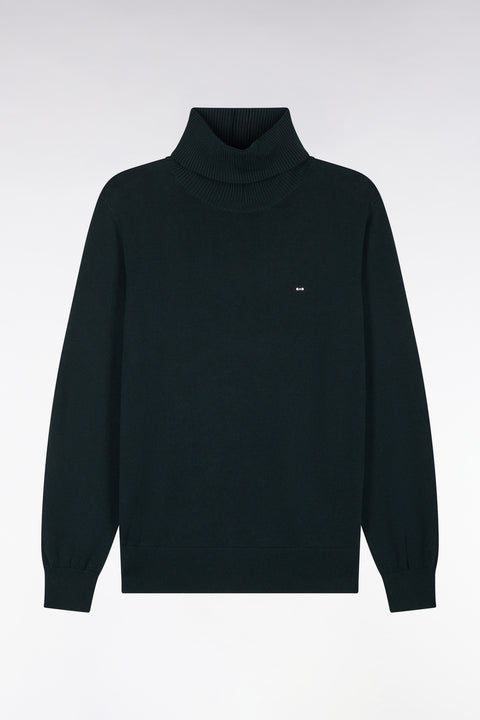 Pull à col roulé en coton et viscose marine coupe droite - Image 2