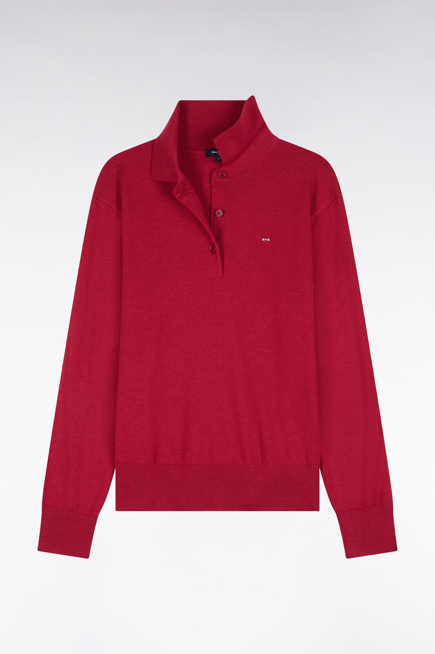 Pull col maillot en laine rouge coupe décontractée