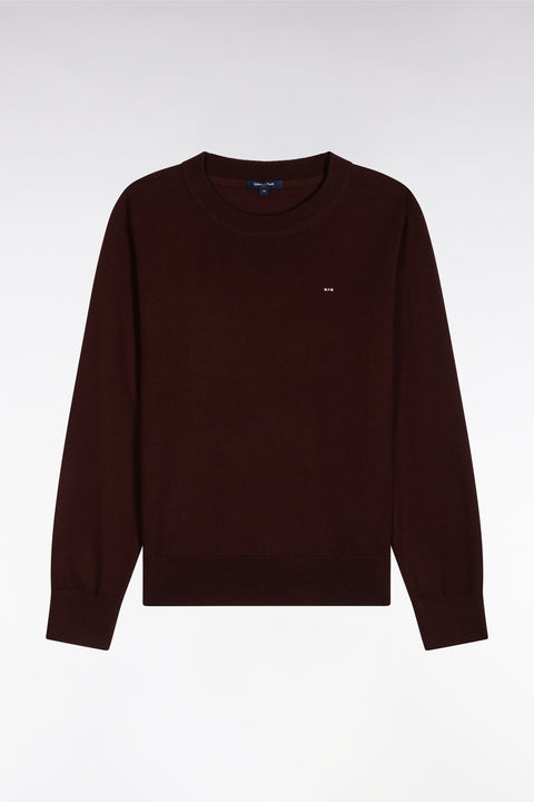 Straight cut brown wool round neck sweater - Image 2