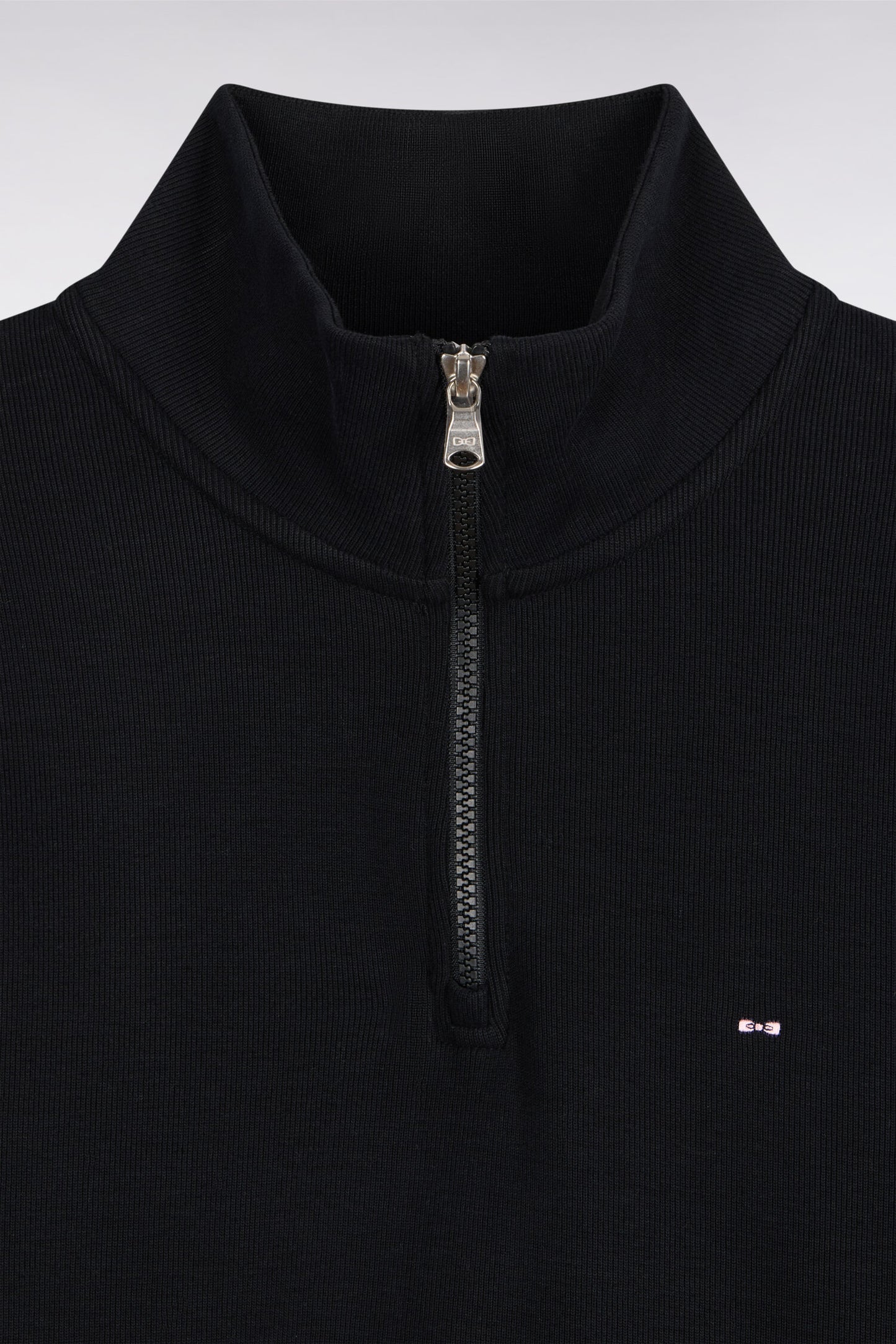 Sweatshirt col camionneur en molleton coton noir coupe droite