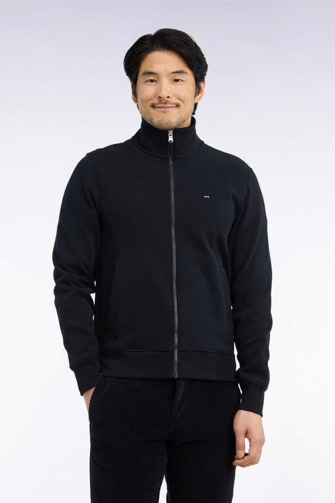 Sweatshirt zippé en molleton coton noir coupe droite - Image 3