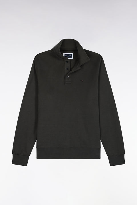 Straight cut khaki cotton polo collar sweatshirt - Image 2